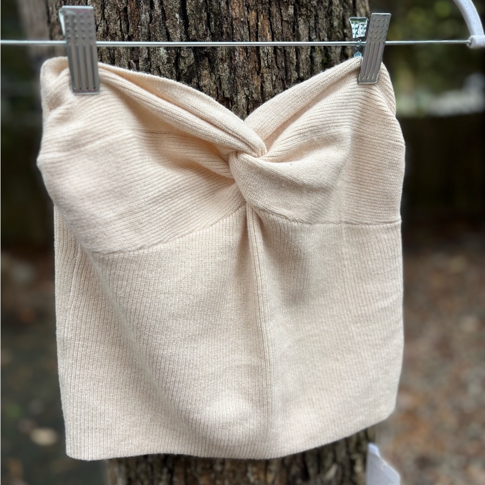 Y2K Cream Twist Front Tube Top